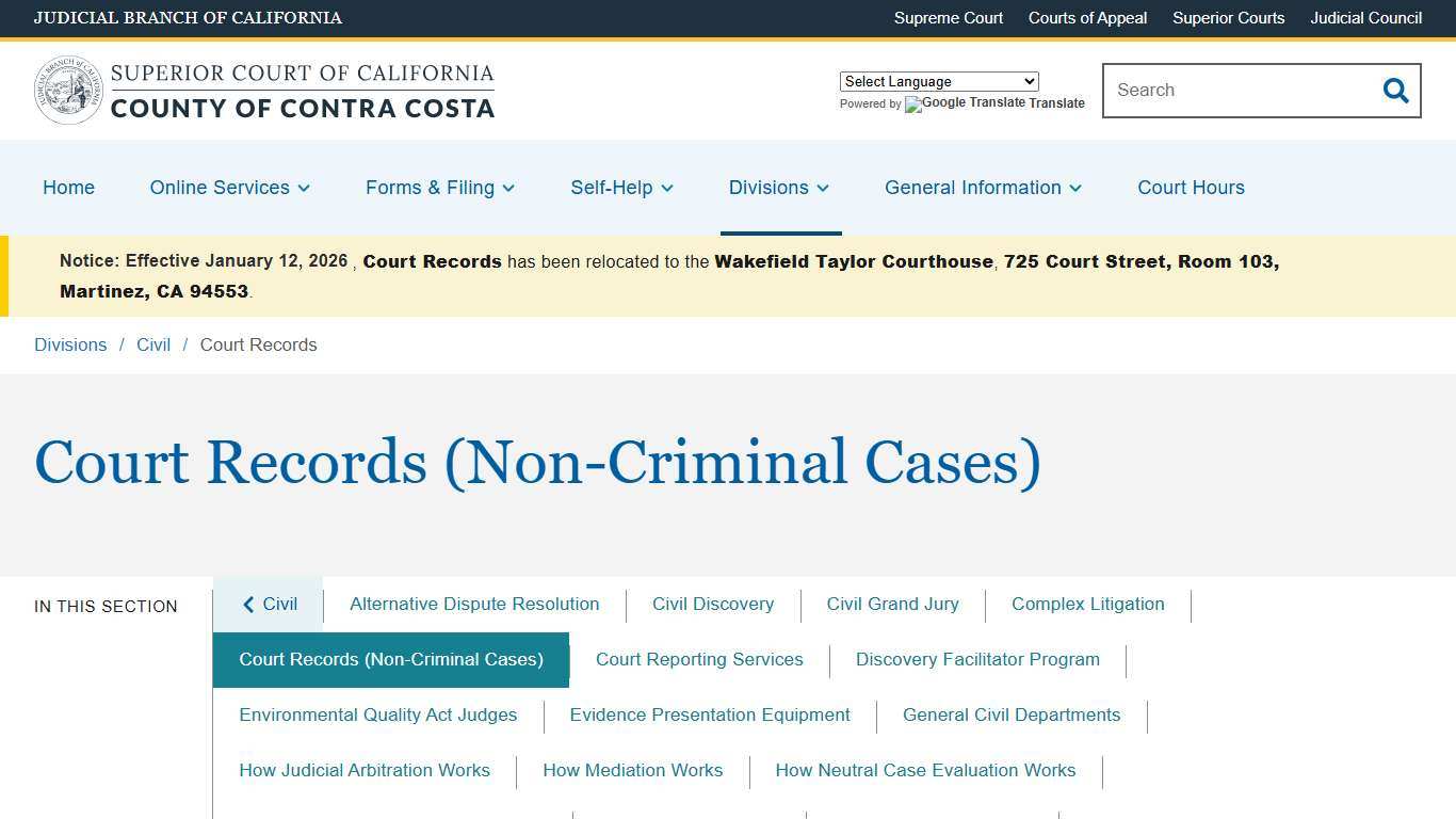 Court Records | Superior Court of California | County of Contra Costa
