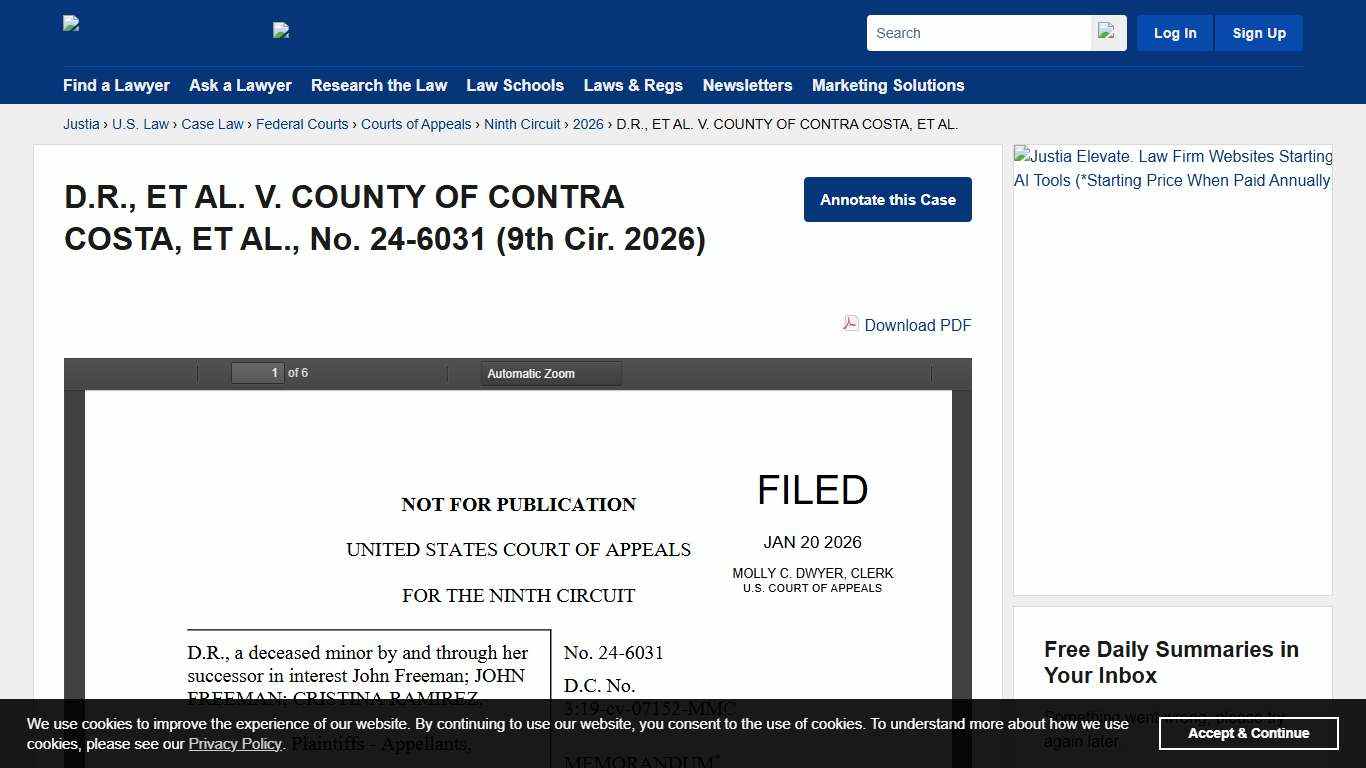 D.R., ET AL. V. COUNTY OF CONTRA COSTA, ET AL., No. 24-6031 (9th Cir. 2026) :: Justia