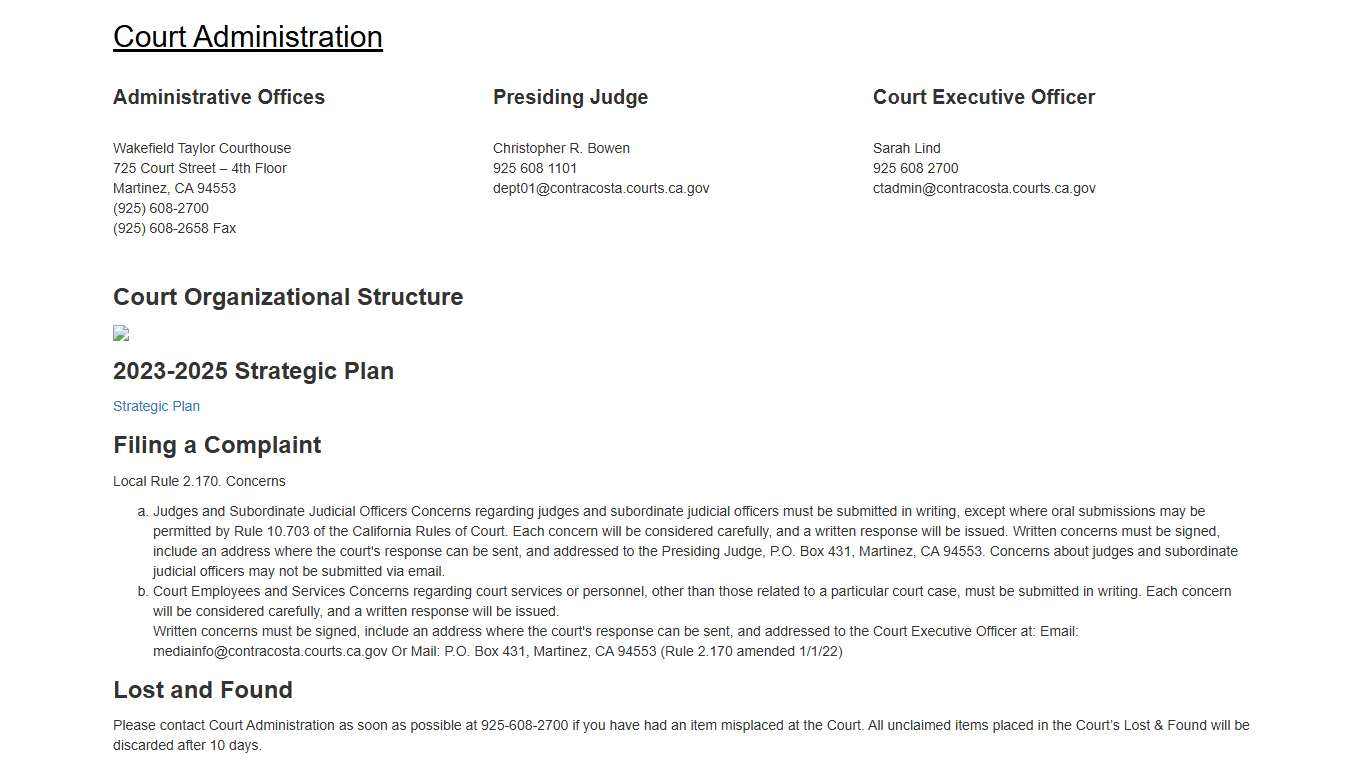 Administration: Contra Costa Superior Court